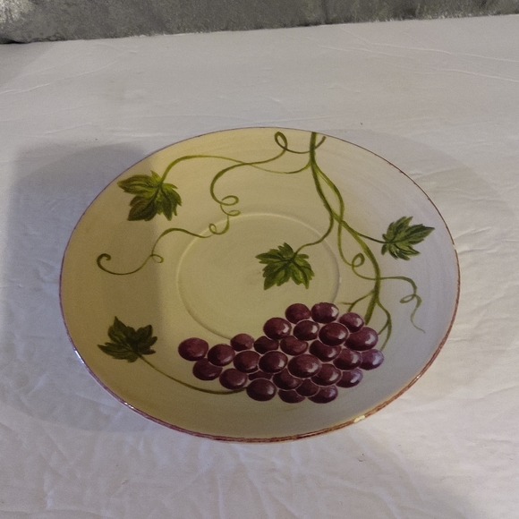 Large Tea/ Coffee Mug/Cup With Saucer . Grape/Leaf Pattern . 2 pc Set - Picture 11 of 12